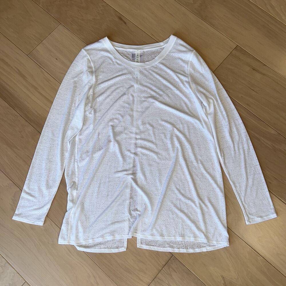 Lululemon Uncovered Tall White Top Tie Long Sleeve Women’s 12